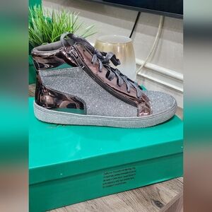 Lauren Lorraine Silver Metallic Sneakers, NWT